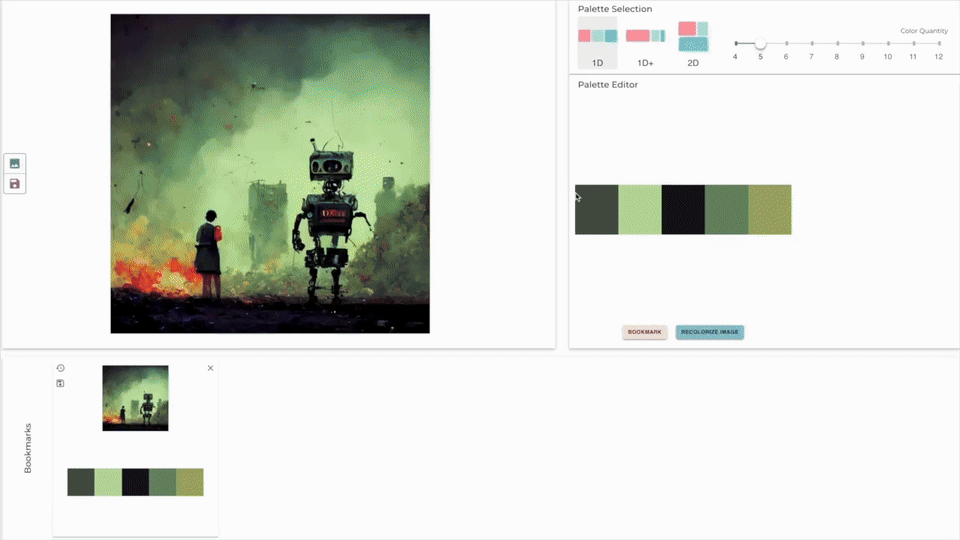 Exploring Interactive Color Palettes for Abstraction-Driven Exploratory Image Colorization